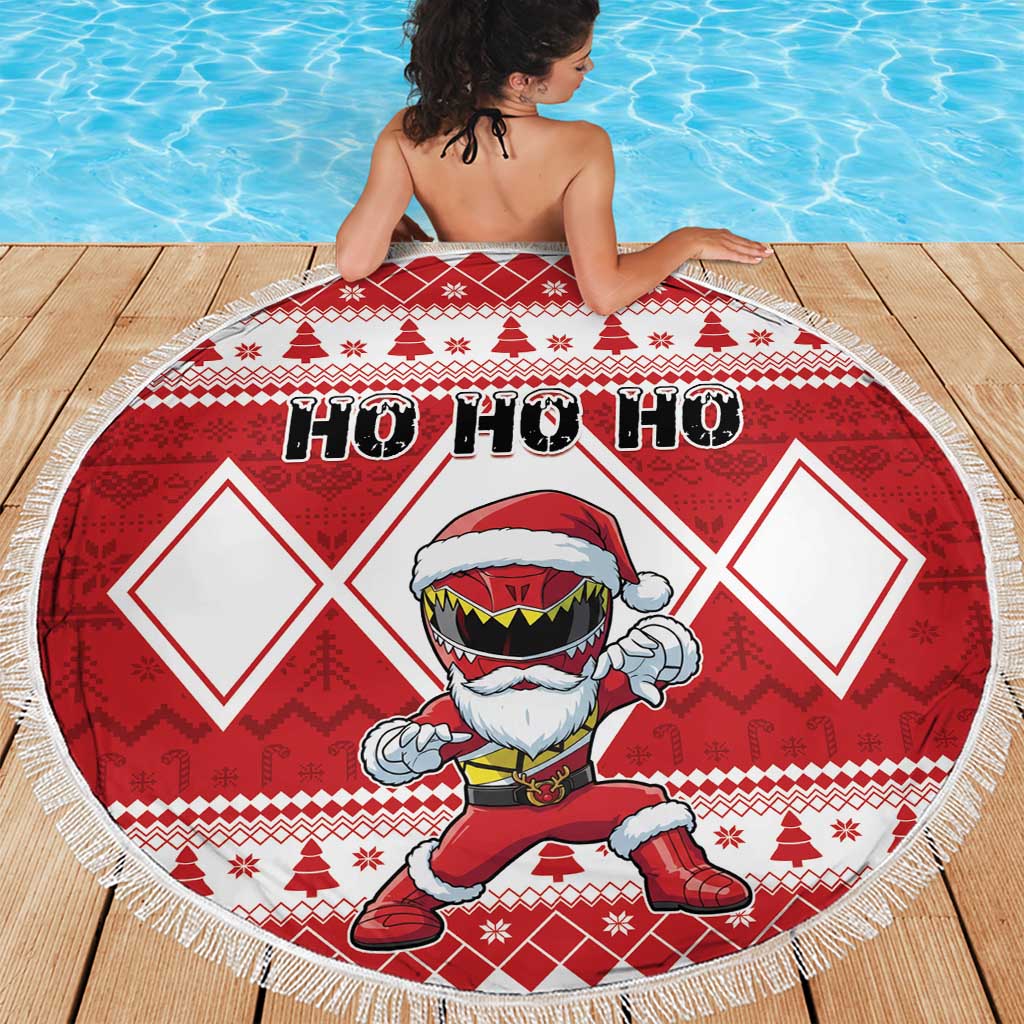 Power Red Ranger Santa Claus Beach Blanket Funny Christmas - Wonder Print Shop