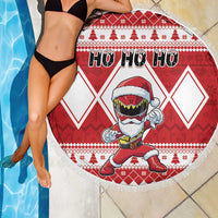Power Red Ranger Santa Claus Beach Blanket Funny Christmas - Wonder Print Shop