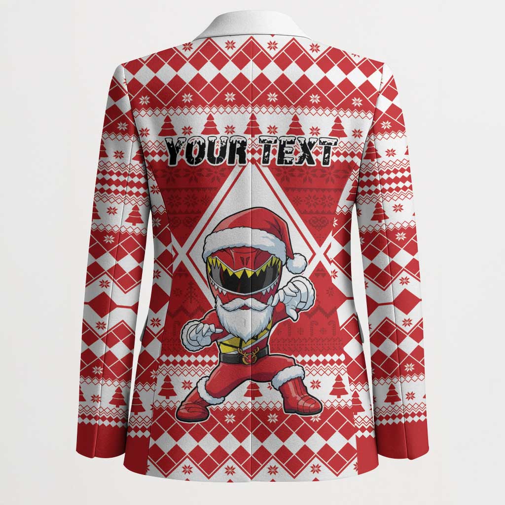 Personalized Power Red Ranger Santa Claus Blazer Funny Christmas - Wonder Print Shop