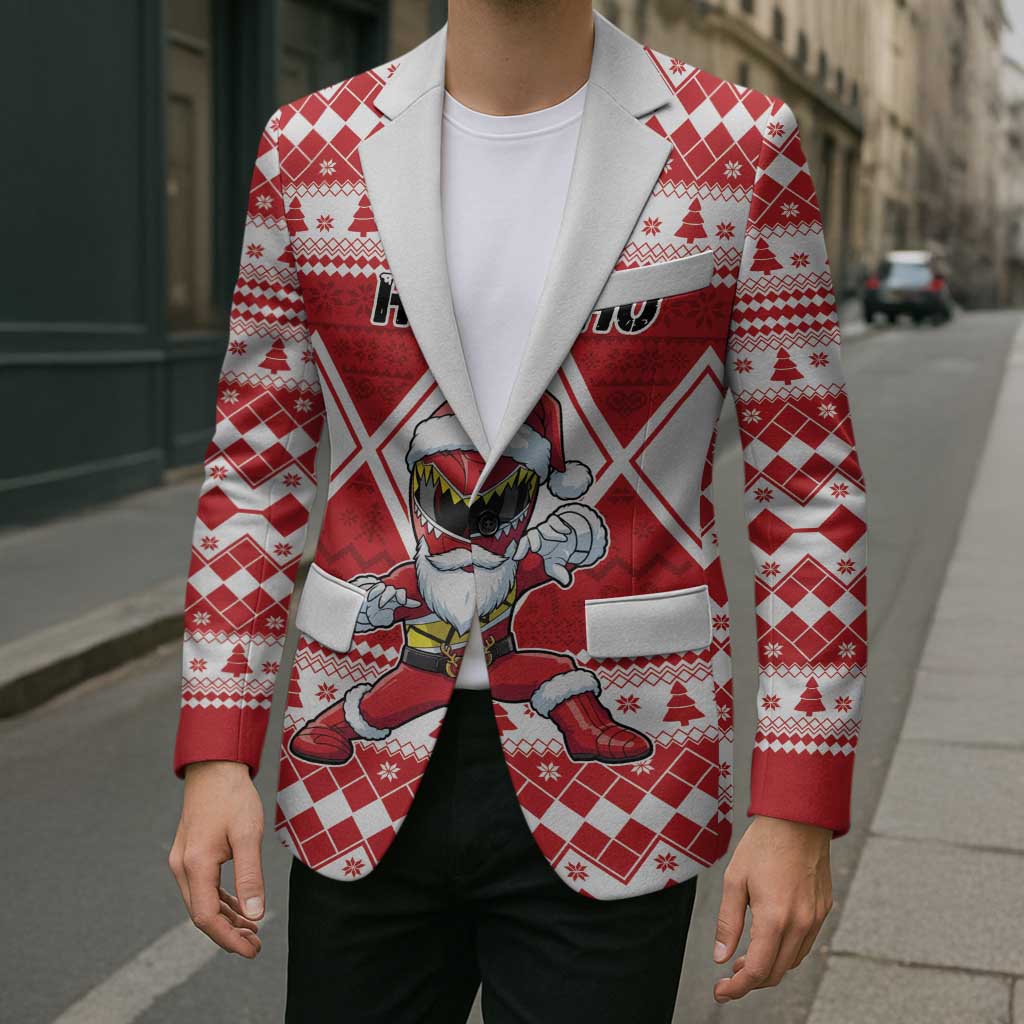 Personalized Power Red Ranger Santa Claus Blazer Funny Christmas - Wonder Print Shop