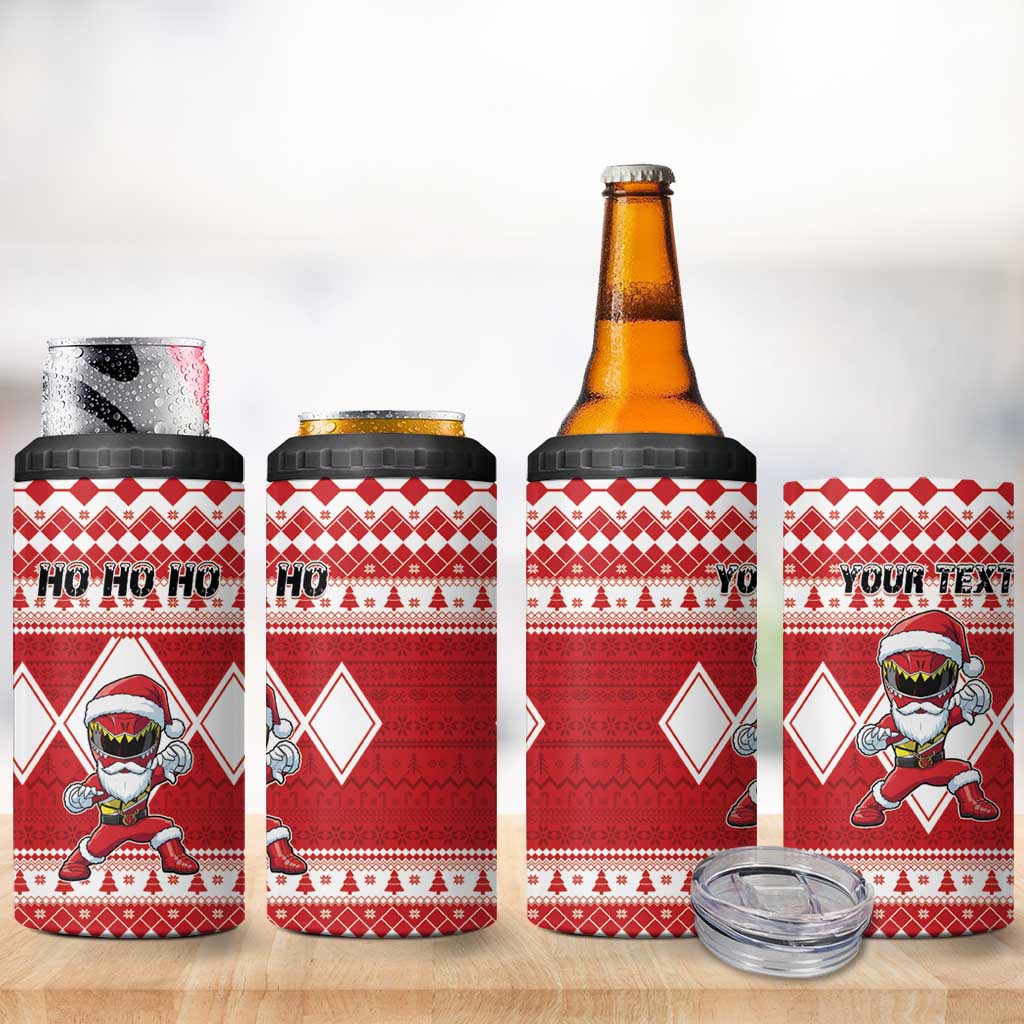 Personalized Power Red Ranger Santa Claus 4 in 1 Can Cooler Tumbler Funny Christmas - Wonder Print Shop