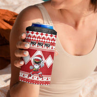 Personalized Power Red Ranger Santa Claus 4 in 1 Can Cooler Tumbler Funny Christmas - Wonder Print Shop