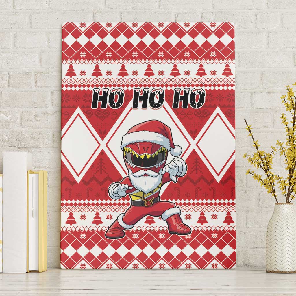 Power Red Ranger Santa Claus Canvas Wall Art Funny Christmas - Wonder Print Shop