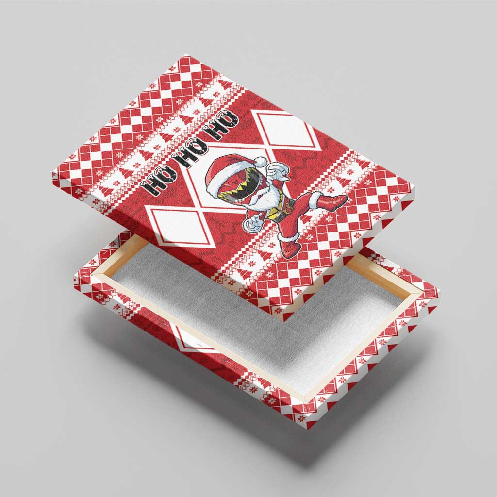Power Red Ranger Santa Claus Canvas Wall Art Funny Christmas - Wonder Print Shop
