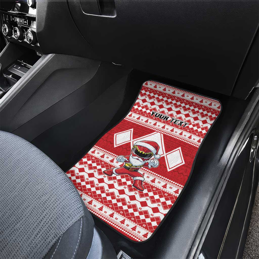 Personalized Power Red Ranger Santa Claus Car Mats Funny Christmas - Wonder Print Shop