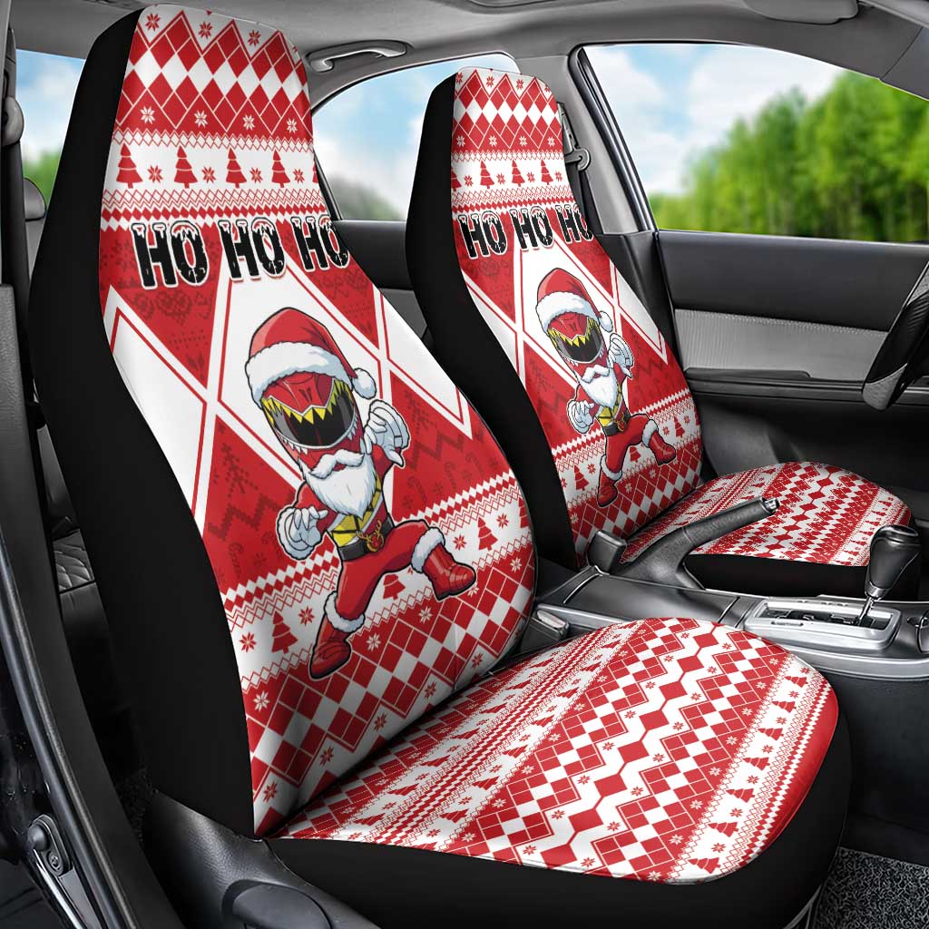 Power Red Ranger Santa Claus Car Seat Cover Funny Christmas - Wonder Print Shop
