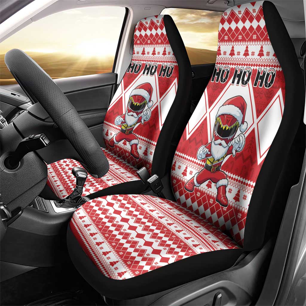Power Red Ranger Santa Claus Car Seat Cover Funny Christmas - Wonder Print Shop
