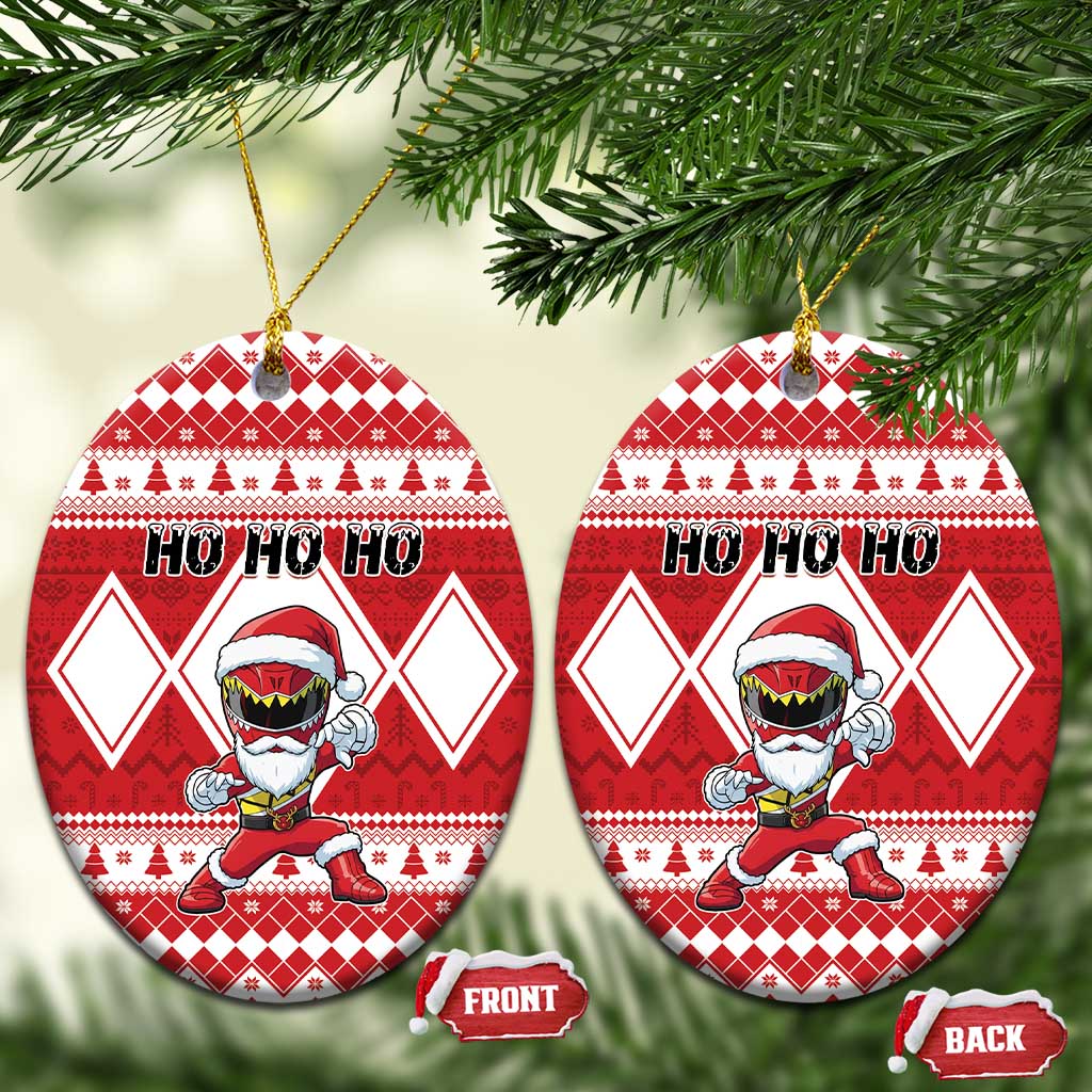 Power Red Ranger Santa Claus Ceramic Ornament Funny Christmas - Wonder Print Shop