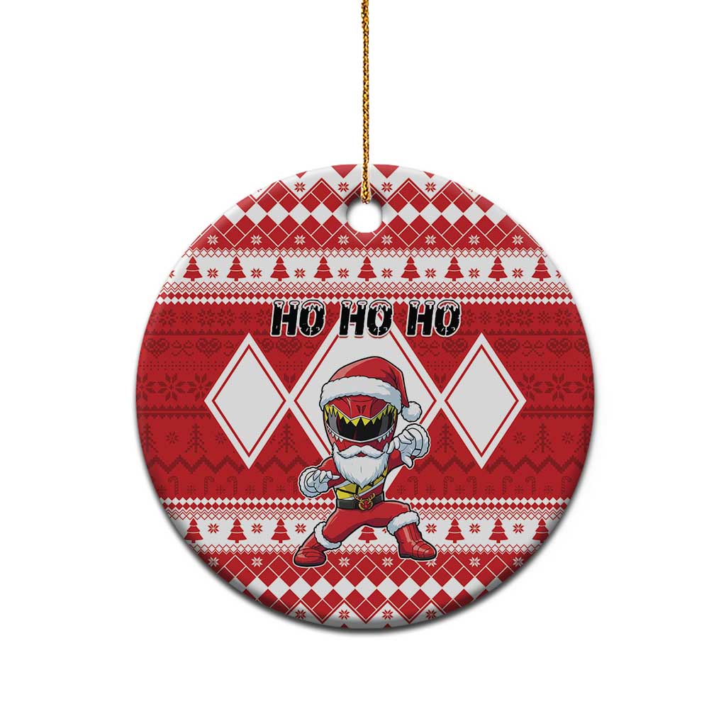 Power Red Ranger Santa Claus Ceramic Ornament Funny Christmas - Wonder Print Shop