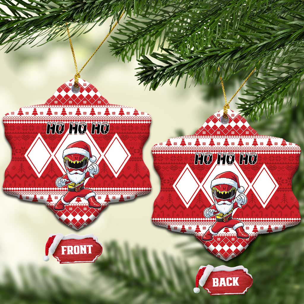 Power Red Ranger Santa Claus Ceramic Ornament Funny Christmas - Wonder Print Shop