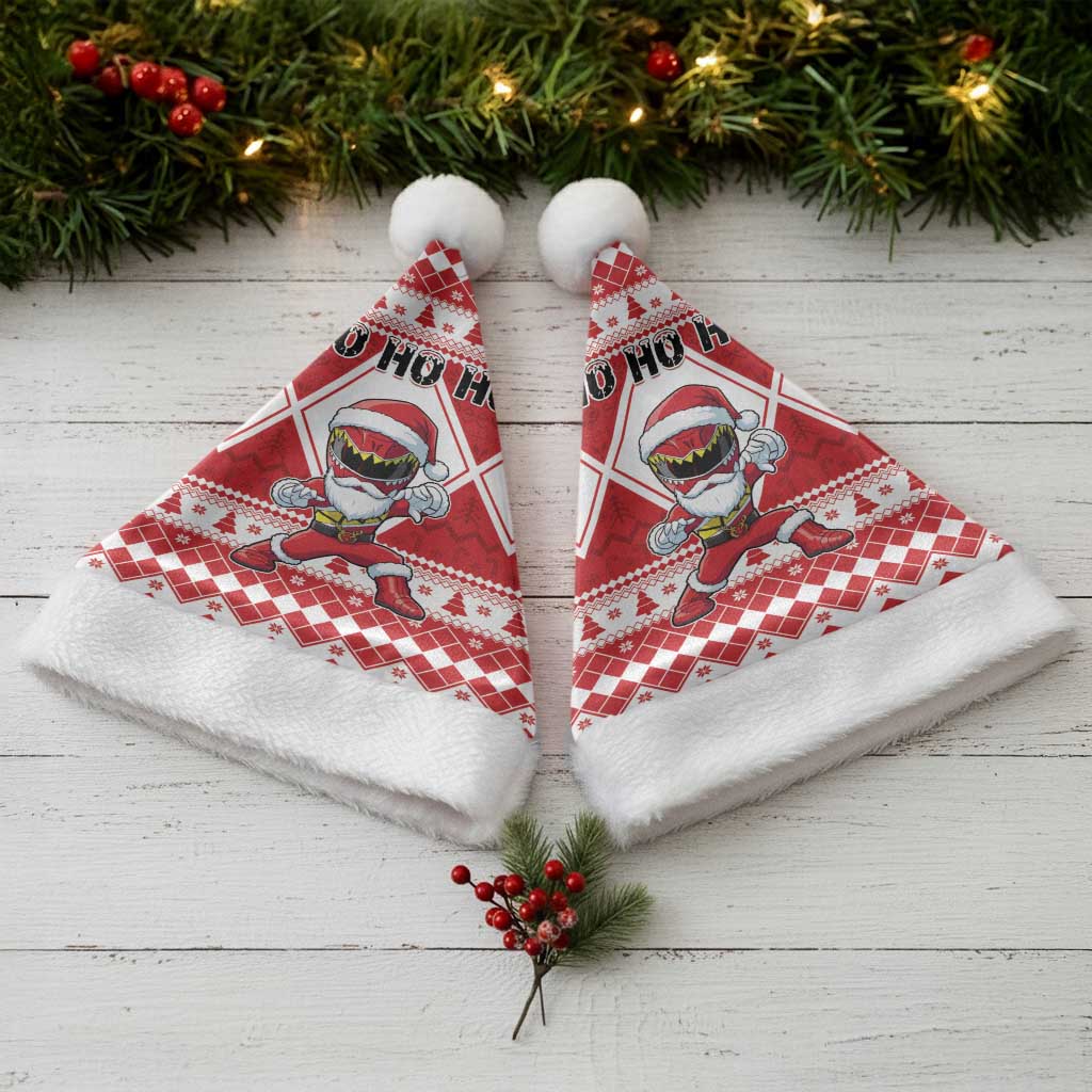 Power Red Ranger Santa Claus Christmas Santa Hat Funny Christmas - Wonder Print Shop