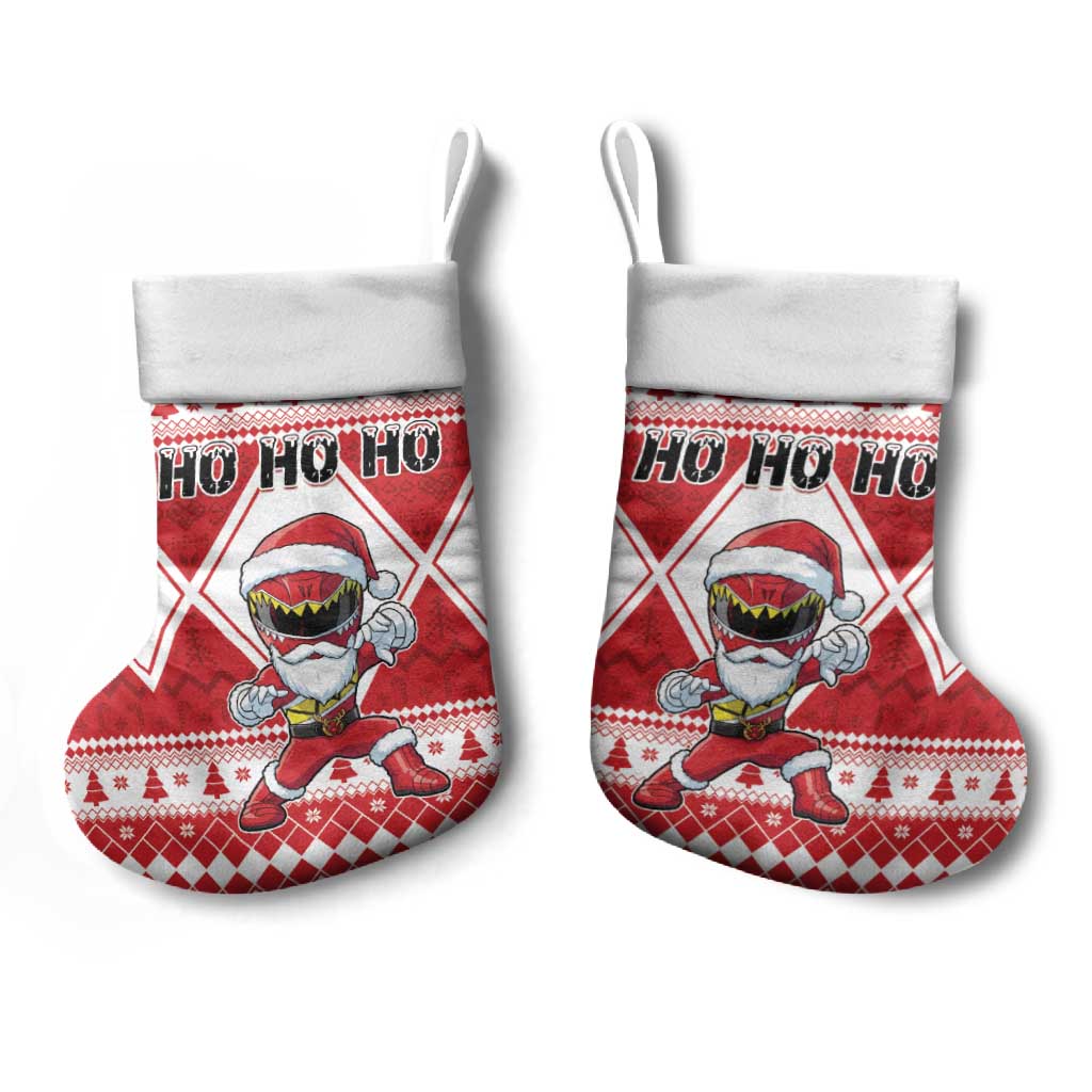 Power Red Ranger Santa Claus Christmas Stocking Funny Christmas - Wonder Print Shop