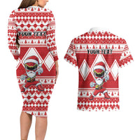 Personalized Power Red Ranger Santa Claus Couples Matching Long Sleeve Bodycon Dress and Hawaiian Shirt Funny Christmas - Wonder Print Shop