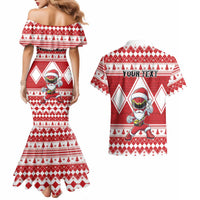 Personalized Power Red Ranger Santa Claus Couples Matching Mermaid Dress and Hawaiian Shirt Funny Christmas - Wonder Print Shop