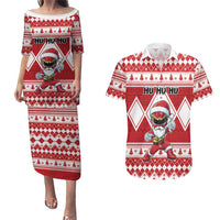 Personalized Power Red Ranger Santa Claus Couples Matching Puletasi and Hawaiian Shirt Funny Christmas - Wonder Print Shop