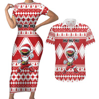 Personalized Power Red Ranger Santa Claus Couples Matching Short Sleeve Bodycon Dress and Hawaiian Shirt Funny Christmas - Wonder Print Shop