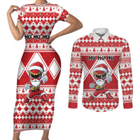 Personalized Power Red Ranger Santa Claus Couples Matching Short Sleeve Bodycon Dress and Long Sleeve Button Shirt Funny Christmas - Wonder Print Shop