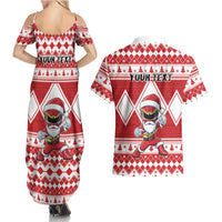 Personalized Power Red Ranger Santa Claus Couples Matching Summer Maxi Dress and Hawaiian Shirt Funny Christmas - Wonder Print Shop