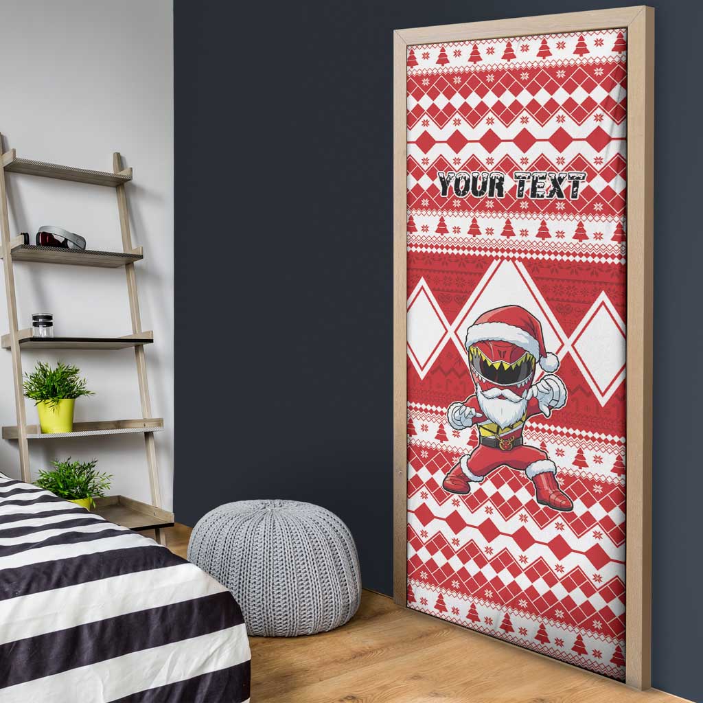 Personalized Power Red Ranger Santa Claus Door Cover Funny Christmas - Wonder Print Shop