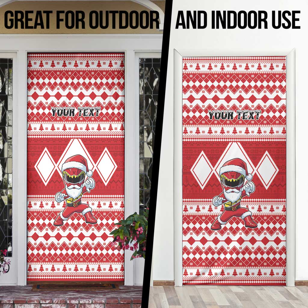 Personalized Power Red Ranger Santa Claus Door Cover Funny Christmas - Wonder Print Shop