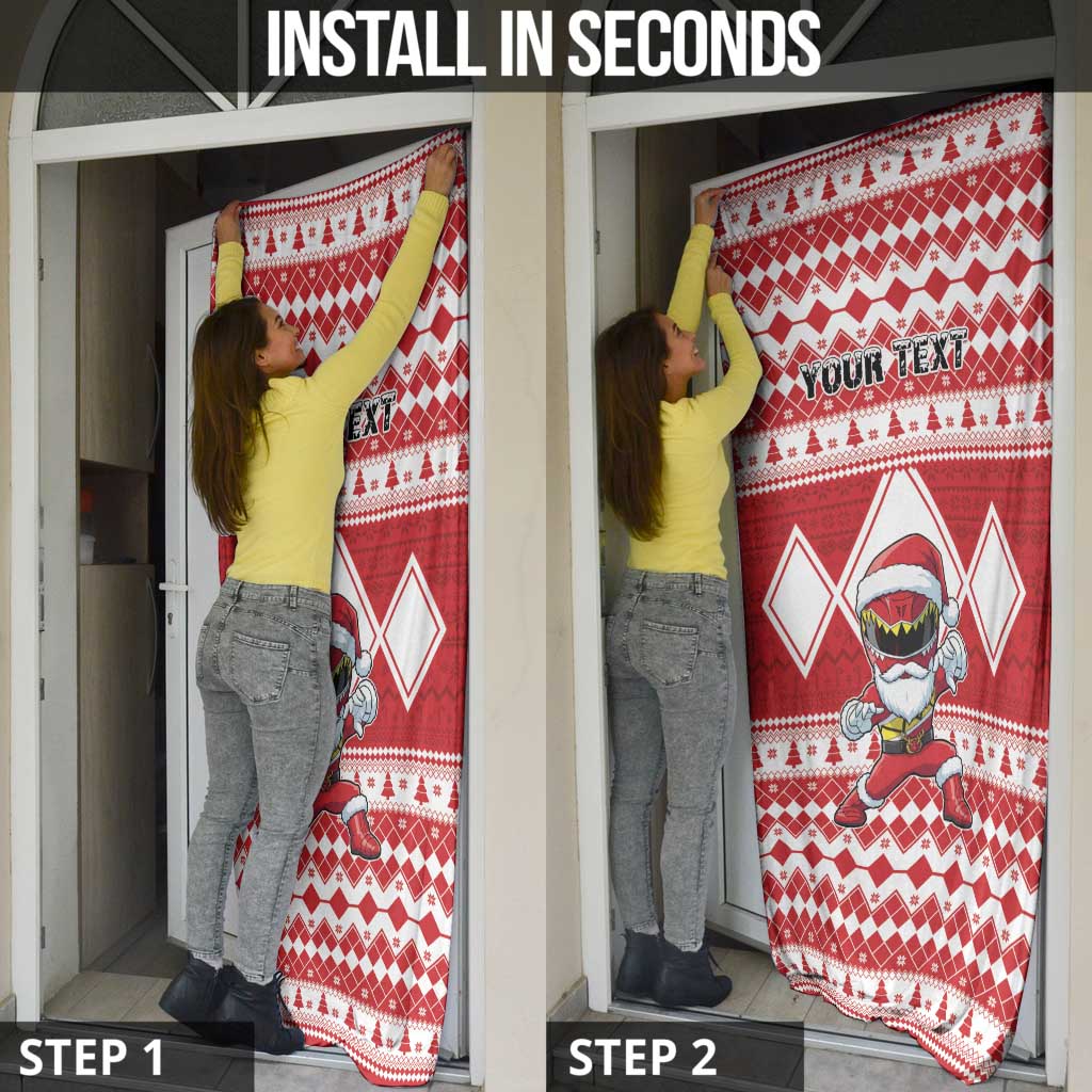 Personalized Power Red Ranger Santa Claus Door Cover Funny Christmas - Wonder Print Shop