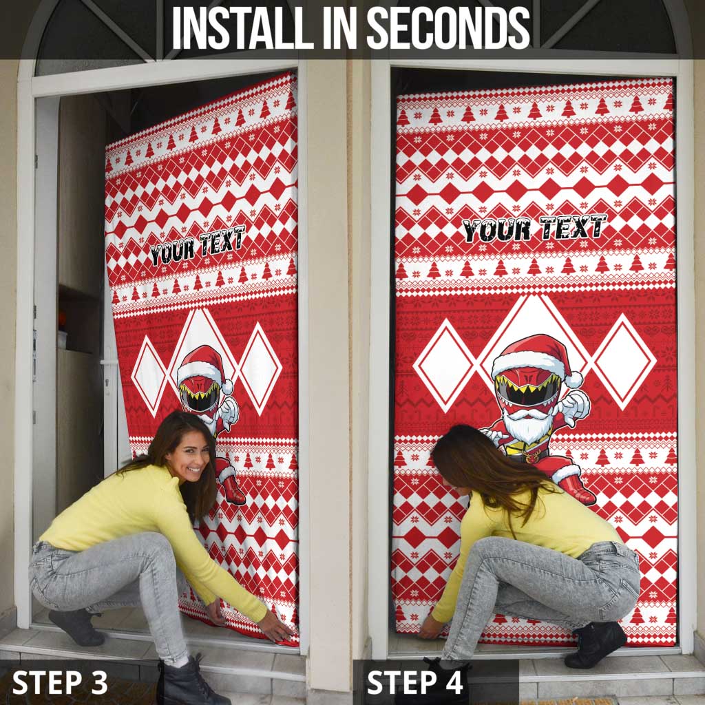 Personalized Power Red Ranger Santa Claus Door Cover Funny Christmas - Wonder Print Shop