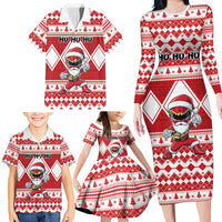 Personalized Power Red Ranger Santa Claus Family Matching Long Sleeve Bodycon Dress and Hawaiian Shirt Funny Christmas - Wonder Print Shop
