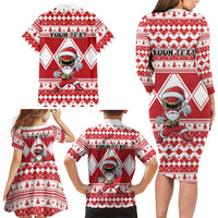 Personalized Power Red Ranger Santa Claus Family Matching Long Sleeve Bodycon Dress and Hawaiian Shirt Funny Christmas - Wonder Print Shop