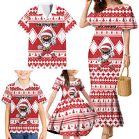 Personalized Power Red Ranger Santa Claus Family Matching Mermaid Dress and Hawaiian Shirt Funny Christmas - Wonder Print Shop