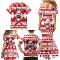 Personalized Power Red Ranger Santa Claus Family Matching Mermaid Dress and Hawaiian Shirt Funny Christmas - Wonder Print Shop