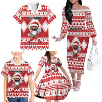 Personalized Power Red Ranger Santa Claus Family Matching Off The Shoulder Long Sleeve Dress and Hawaiian Shirt Funny Christmas - Wonder Print Shop