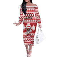 Personalized Power Red Ranger Santa Claus Family Matching Off The Shoulder Long Sleeve Dress and Hawaiian Shirt Funny Christmas - Wonder Print Shop