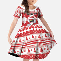 Personalized Power Red Ranger Santa Claus Family Matching Off Shoulder Maxi Dress and Hawaiian Shirt Funny Christmas - Wonder Print Shop