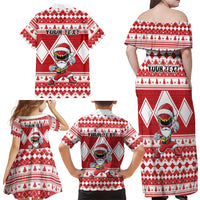 Personalized Power Red Ranger Santa Claus Family Matching Off Shoulder Maxi Dress and Hawaiian Shirt Funny Christmas - Wonder Print Shop