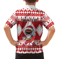 Personalized Power Red Ranger Santa Claus Family Matching Puletasi and Hawaiian Shirt Funny Christmas - Wonder Print Shop