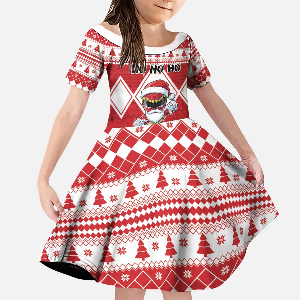 Personalized Power Red Ranger Santa Claus Family Matching Puletasi and Hawaiian Shirt Funny Christmas - Wonder Print Shop