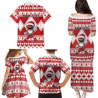 Personalized Power Red Ranger Santa Claus Family Matching Puletasi and Hawaiian Shirt Funny Christmas - Wonder Print Shop