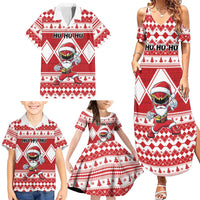 Personalized Power Red Ranger Santa Claus Family Matching Summer Maxi Dress and Hawaiian Shirt Funny Christmas - Wonder Print Shop