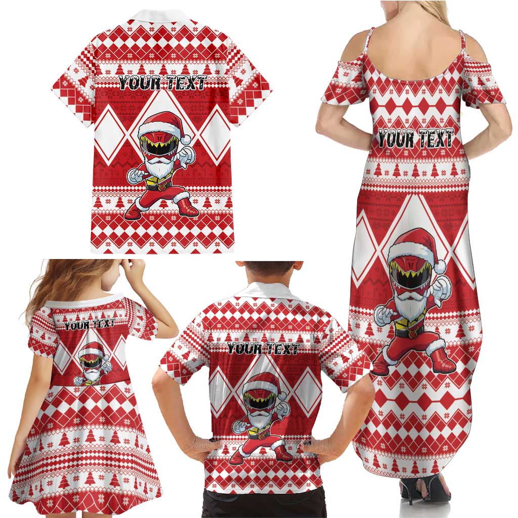 Personalized Power Red Ranger Santa Claus Family Matching Summer Maxi Dress and Hawaiian Shirt Funny Christmas - Wonder Print Shop
