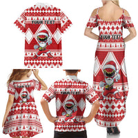 Personalized Power Red Ranger Santa Claus Family Matching Summer Maxi Dress and Hawaiian Shirt Funny Christmas - Wonder Print Shop