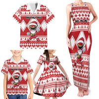 Personalized Power Red Ranger Santa Claus Family Matching Tank Maxi Dress and Hawaiian Shirt Funny Christmas - Wonder Print Shop