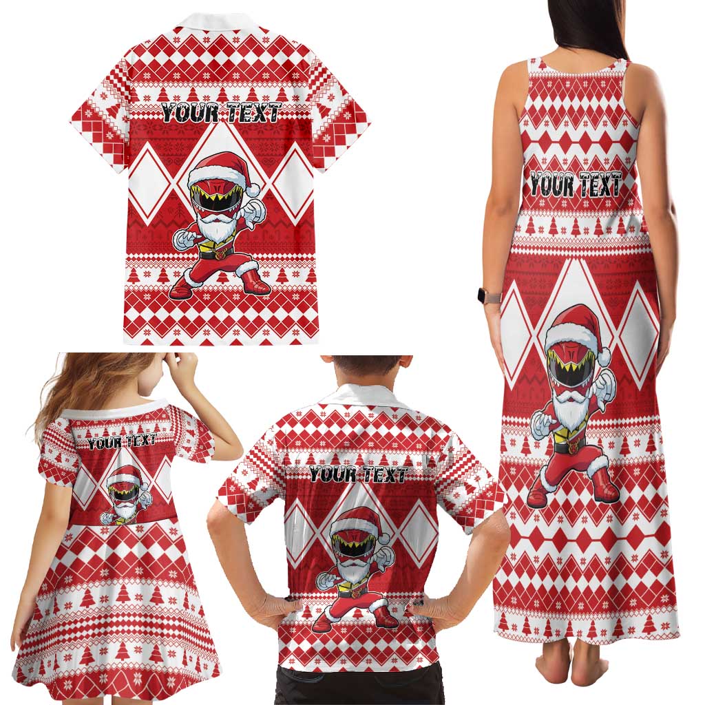 Personalized Power Red Ranger Santa Claus Family Matching Tank Maxi Dress and Hawaiian Shirt Funny Christmas - Wonder Print Shop