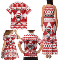 Personalized Power Red Ranger Santa Claus Family Matching Tank Maxi Dress and Hawaiian Shirt Funny Christmas - Wonder Print Shop