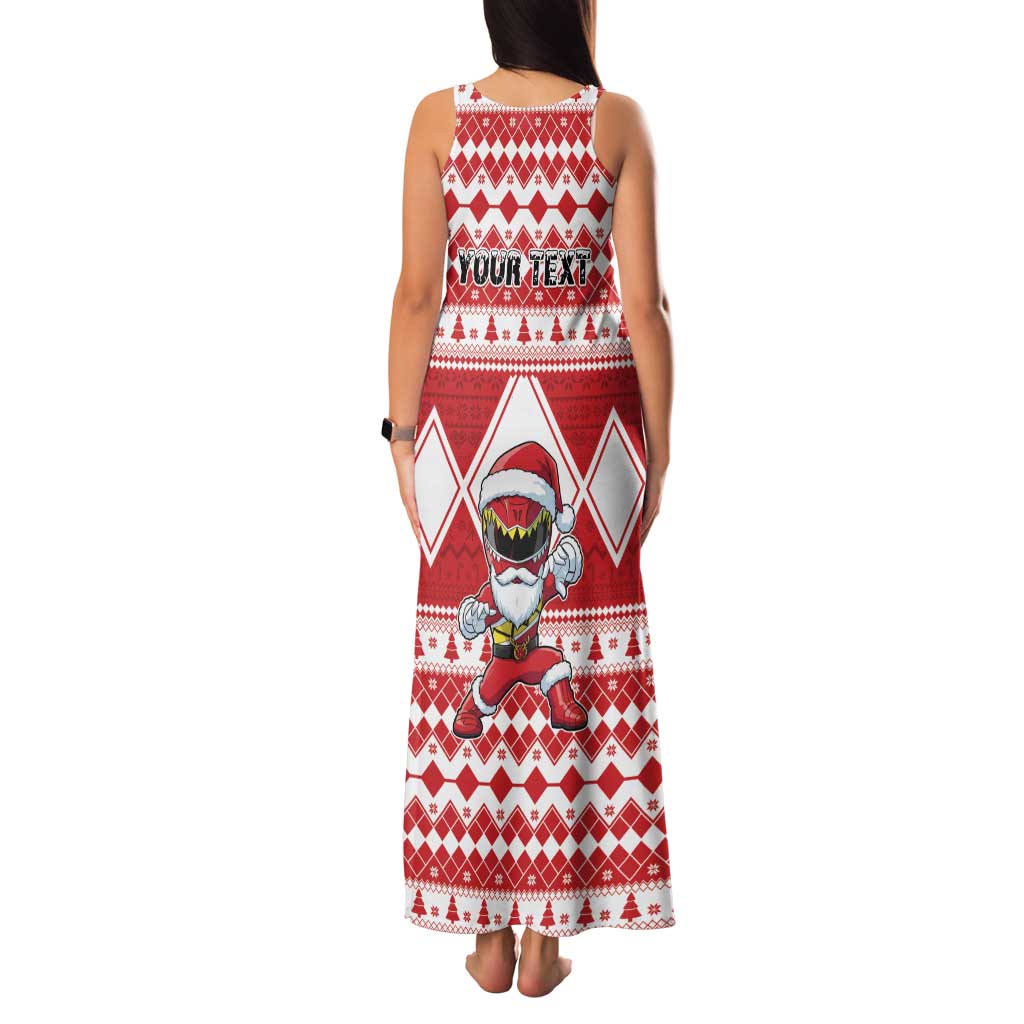 Personalized Power Red Ranger Santa Claus Family Matching Tank Maxi Dress and Hawaiian Shirt Funny Christmas - Wonder Print Shop
