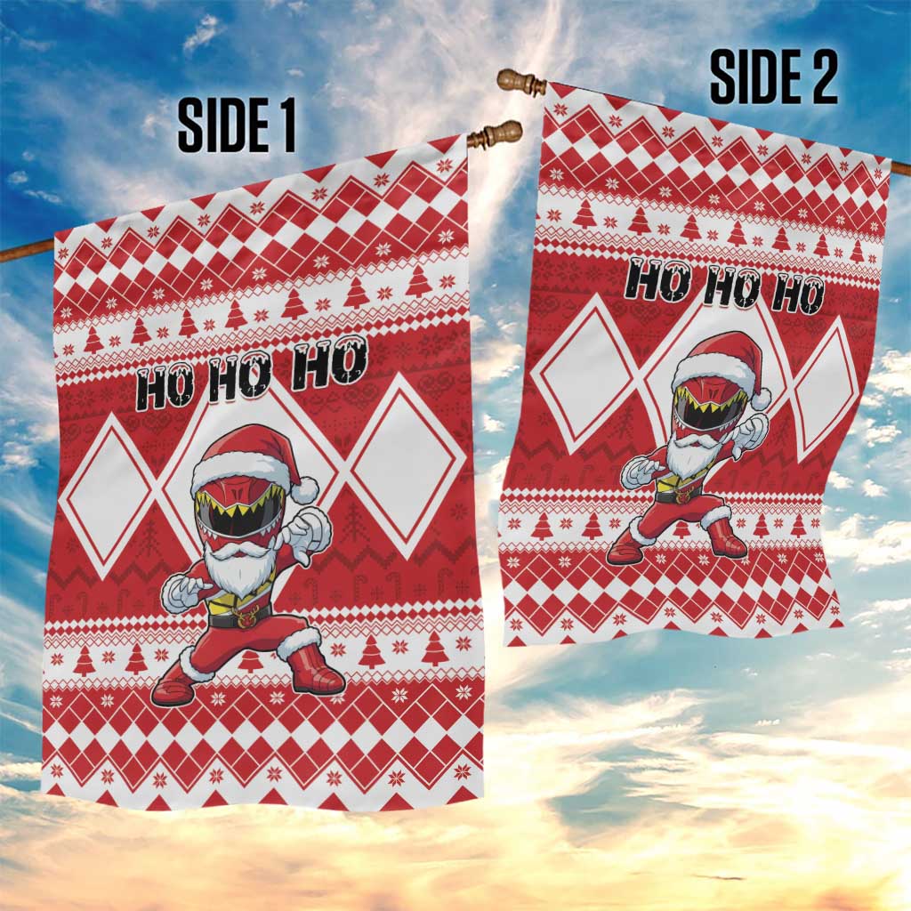 Power Red Ranger Santa Claus Garden Flag Funny Christmas - Wonder Print Shop
