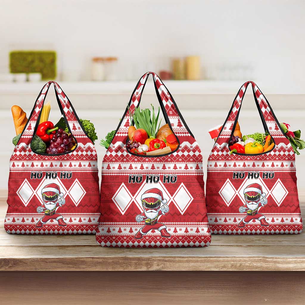 Power Red Ranger Santa Claus Grocery Bag Funny Christmas - Wonder Print Shop