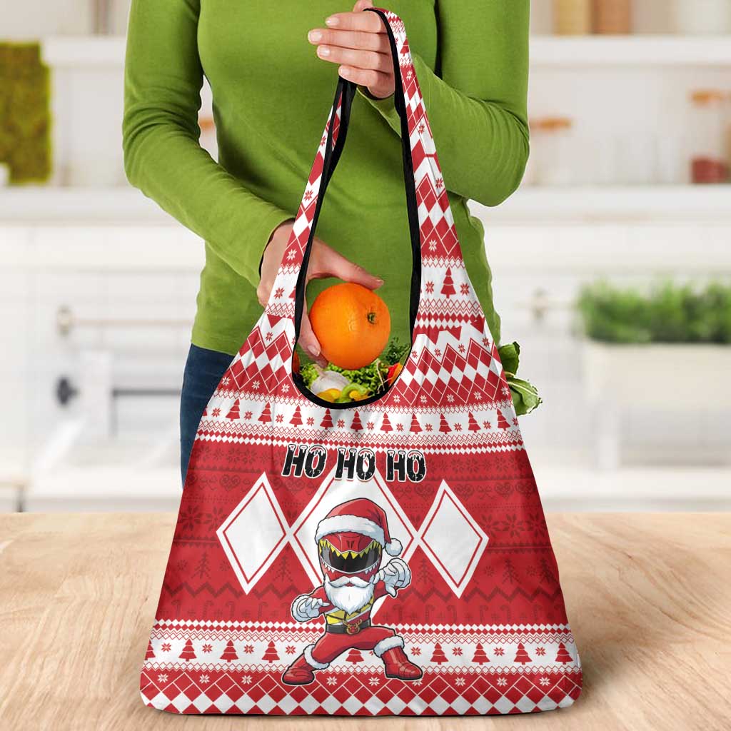 Power Red Ranger Santa Claus Grocery Bag Funny Christmas - Wonder Print Shop