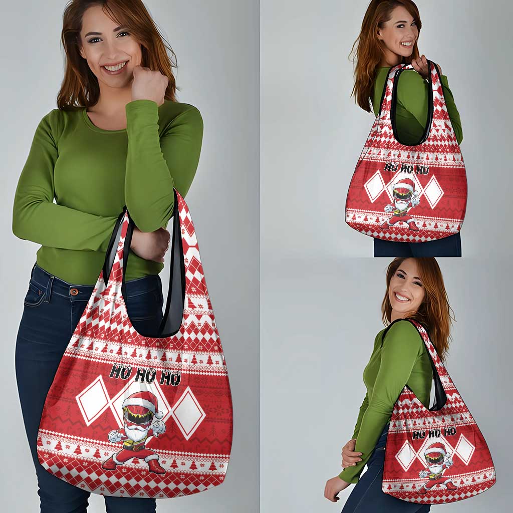 Power Red Ranger Santa Claus Grocery Bag Funny Christmas - Wonder Print Shop
