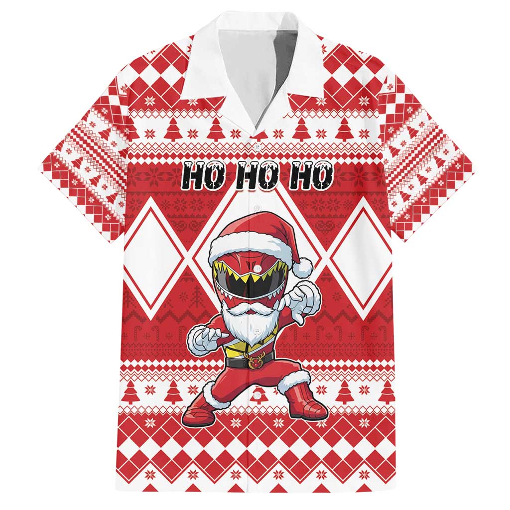 Personalized Power Red Ranger Santa Claus Hawaiian Shirt Funny Christmas - Wonder Print Shop