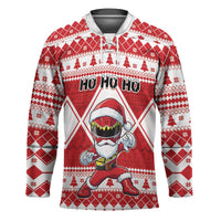 Personalized Power Red Ranger Santa Claus Hockey Jersey Funny Christmas - Wonder Print Shop